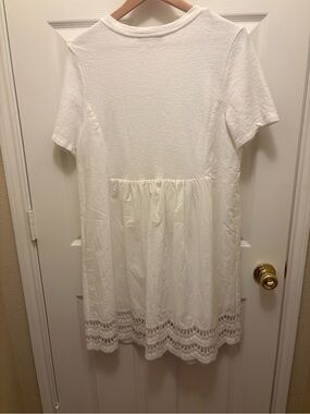 English Factory White Midi Dress with Lace Hem size Large